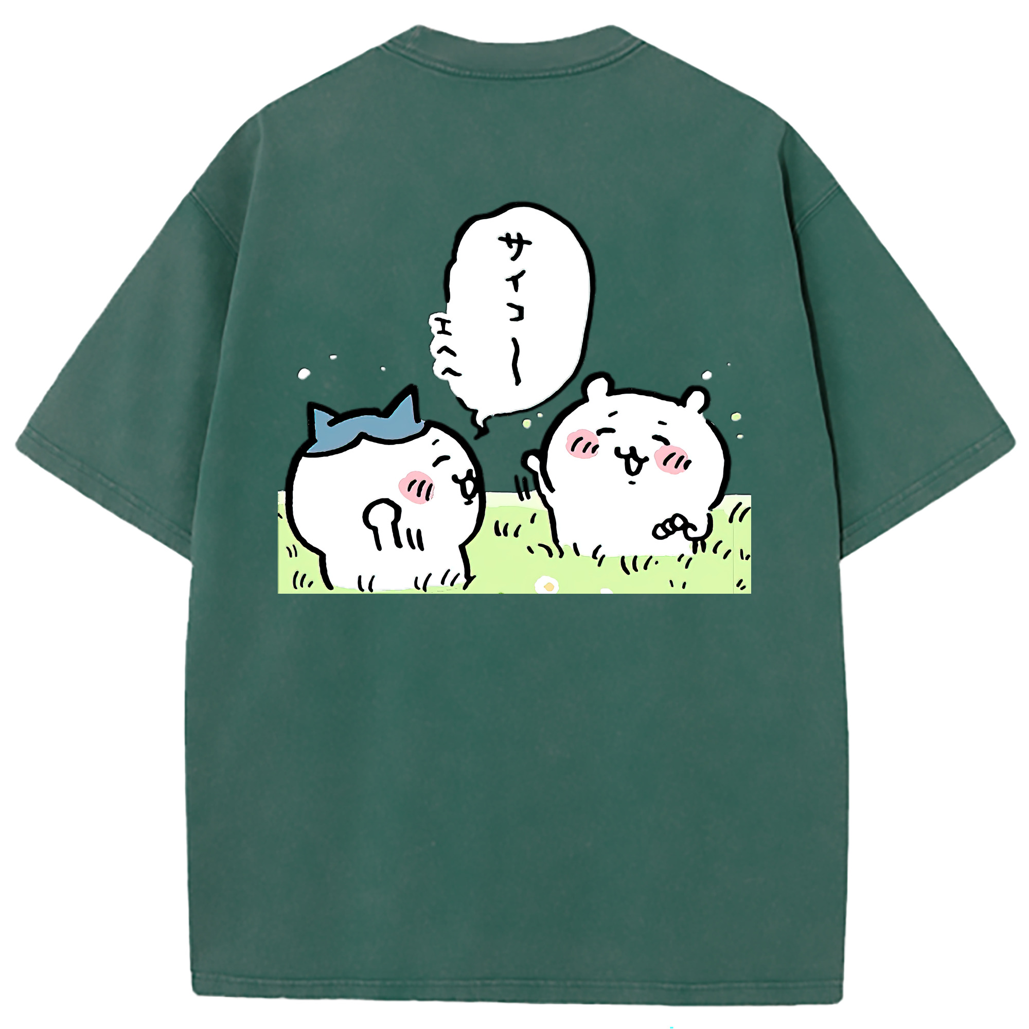 （画像用） ちいかわ ちいかわ Chii-kawa chiikawa 綿100% ヴィンテージ風 半袖Tシャツ（背面プリント）